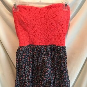 Deb Strapless Lace Overlay Bodice Dress